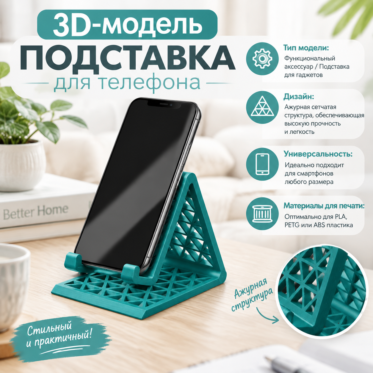 3D-модель Стильная подставка для телефона