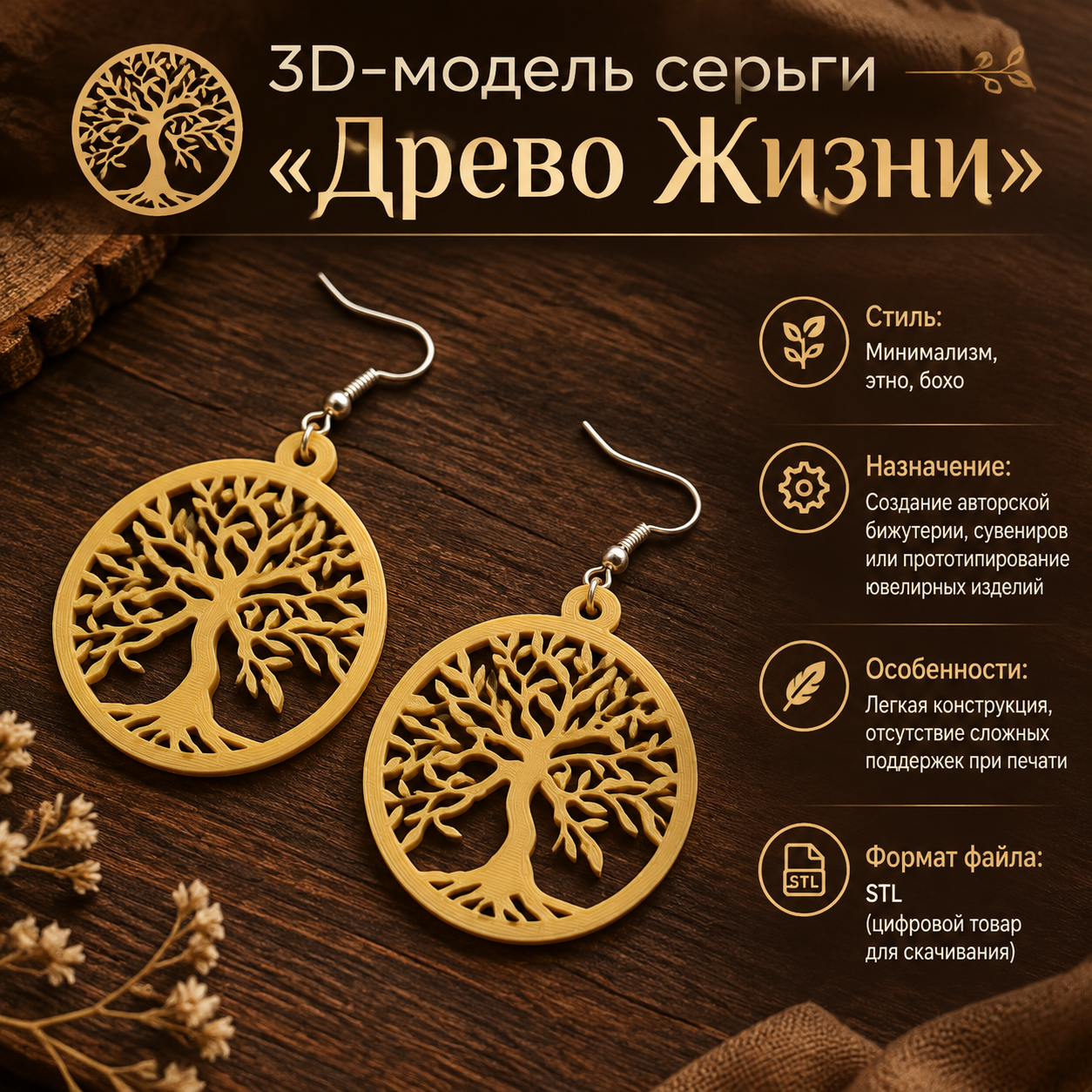 3D-модель серьги «Древо Жизни»