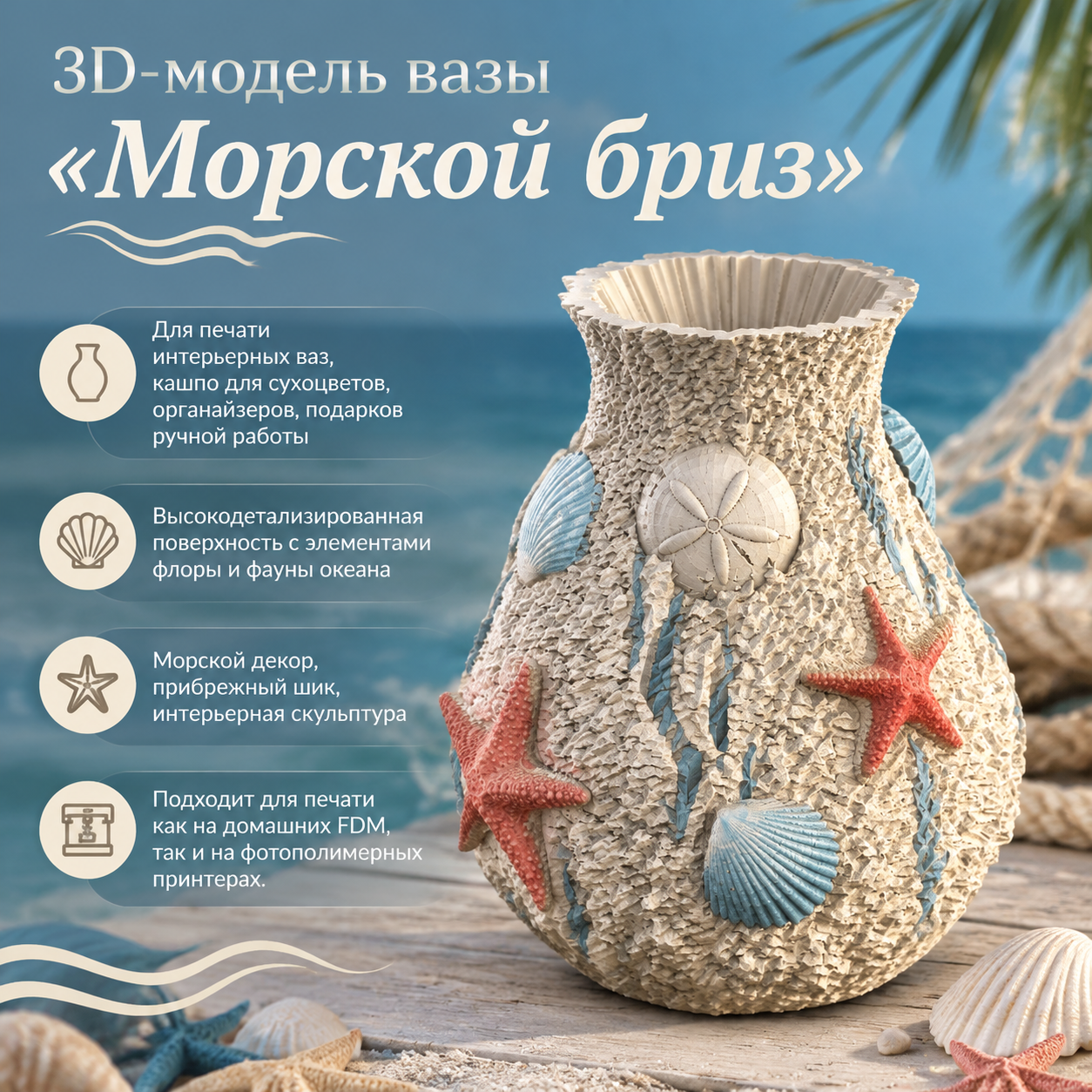 3D-модель вазы «Морской бриз»