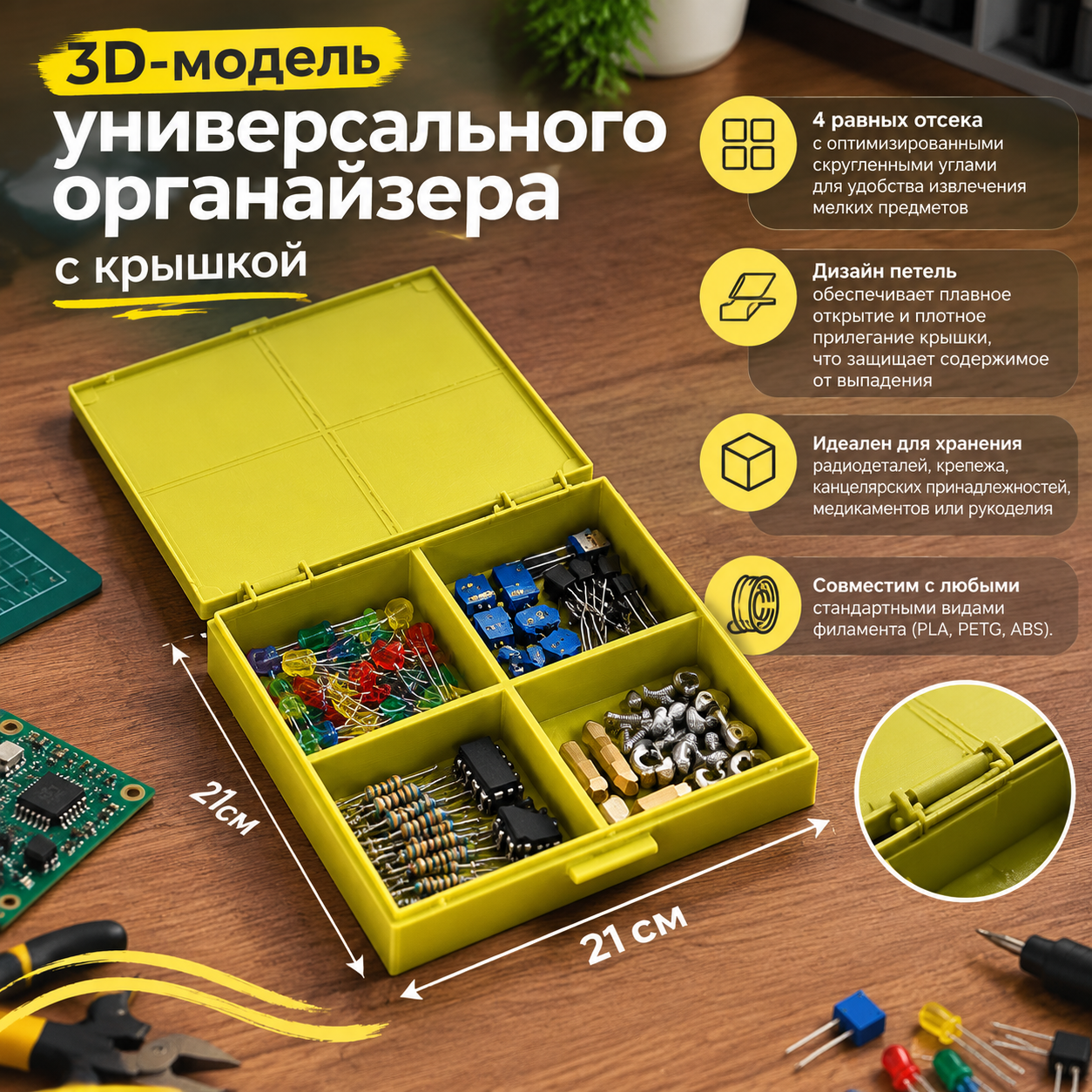 3D-модель Универсальный органайзер с крышкой