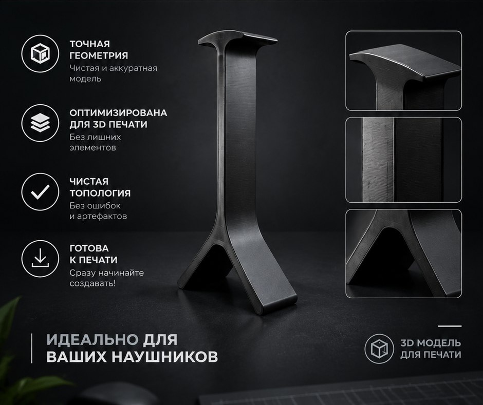 3D модель Подставки для наушников / Держатель, стенд, органайзер для наушников (STL)
