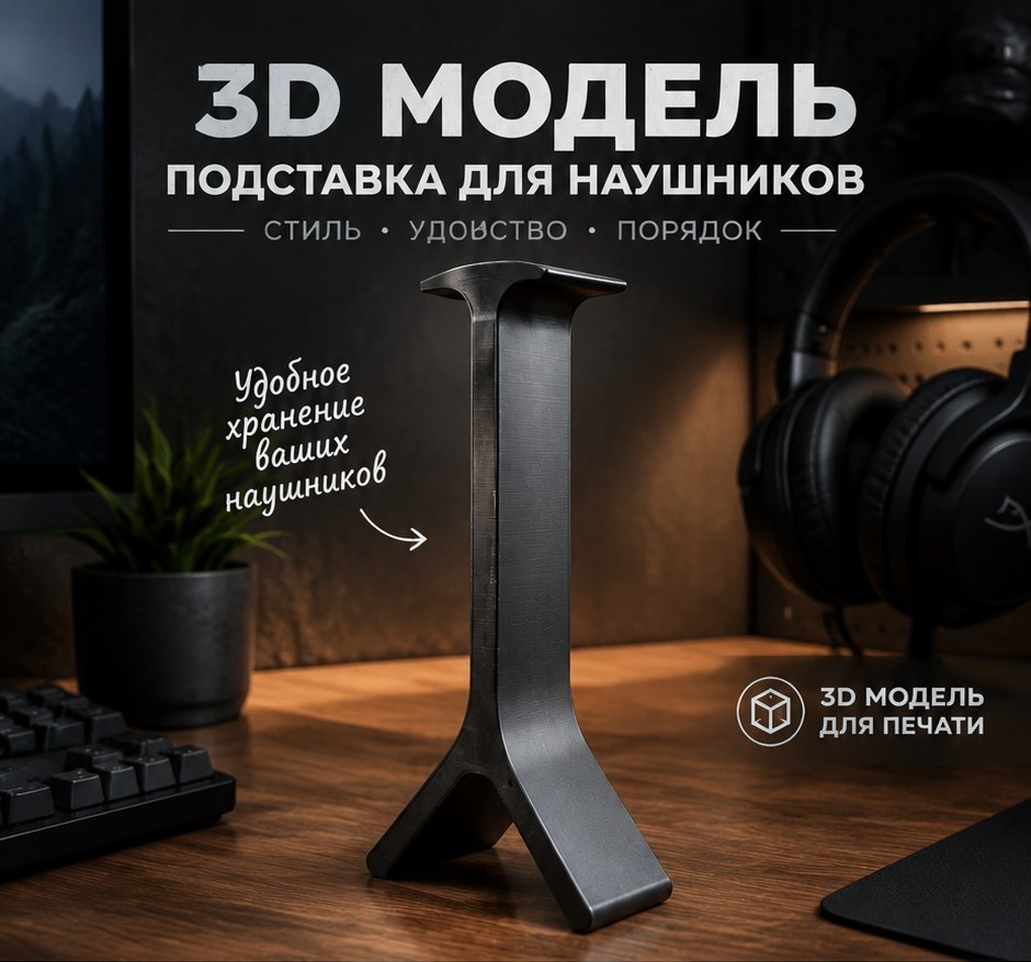 3D модель Подставки для наушников / Держатель, стенд, органайзер для наушников (STL)