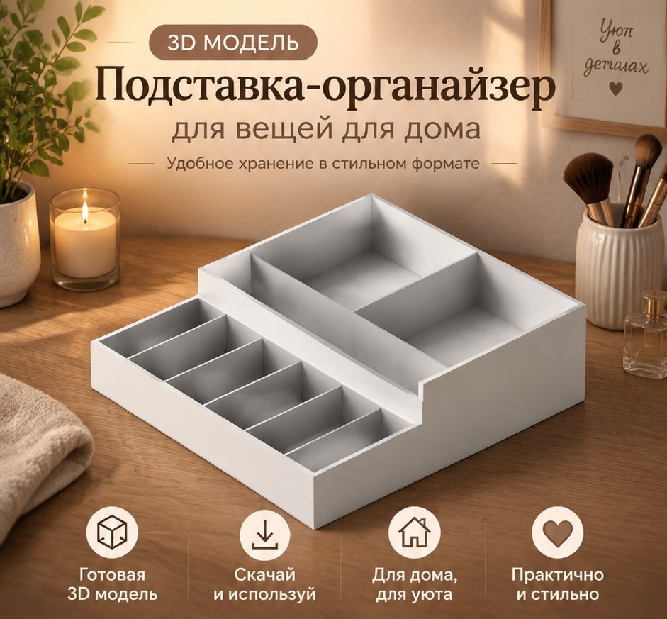 3D модель Органайзера для вещей для дома / Настольный или настенный органайзер, система хранения (STL)