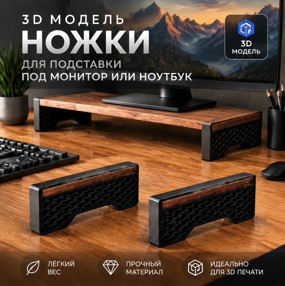 3D модель Ножек для подставки под монитор компьютера / Опоры, стойки, замена ножек (STL)