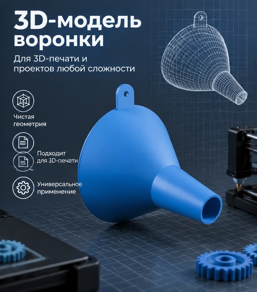 3D модель Воронки для переливания жидкостей / Универсальная воронка с фильтром и без (STL)