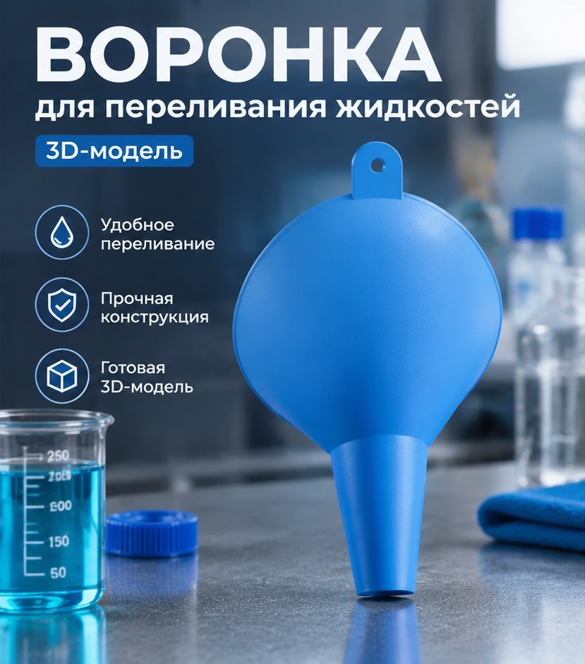 3D модель Воронки для переливания жидкостей / Универсальная воронка с фильтром и без (STL)