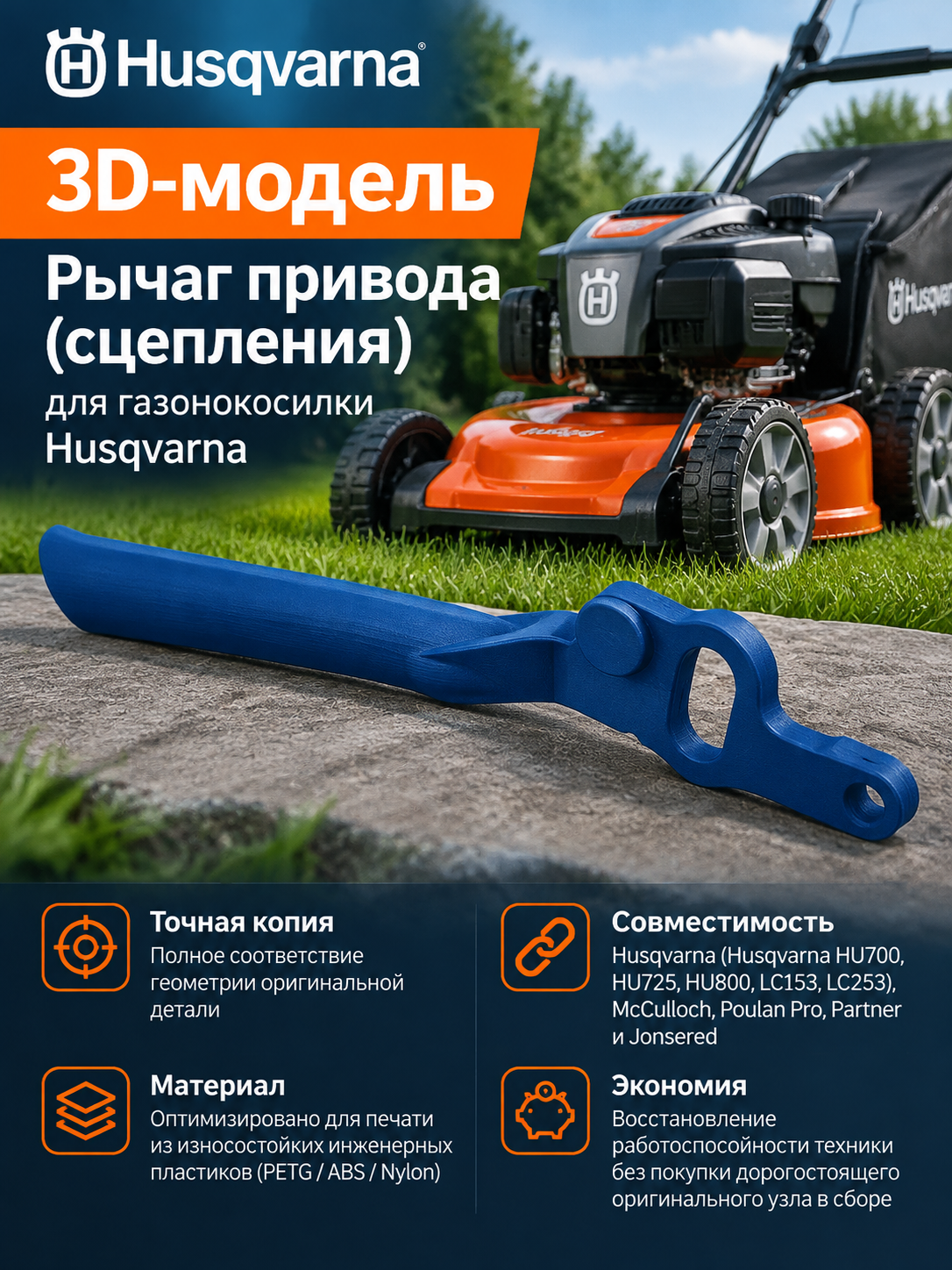 3D-модель Рычаг привода (сцепления) для газонокосилки Husqvarna