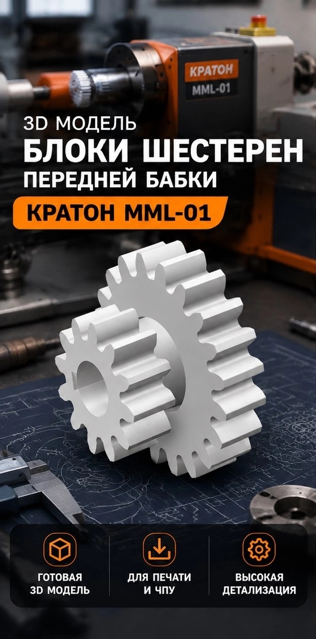3D модель Блоков шестерен передней бабки токарного станка КРАТОН MML-01