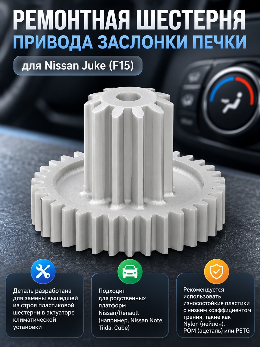 3д модель Ремонтная шестерня привода заслонки печки для Nissan Juke (F15)